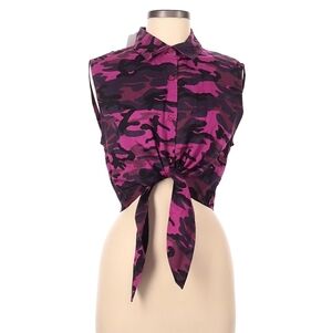 Vibrant Pink Camouflage Sleeveless Blouse